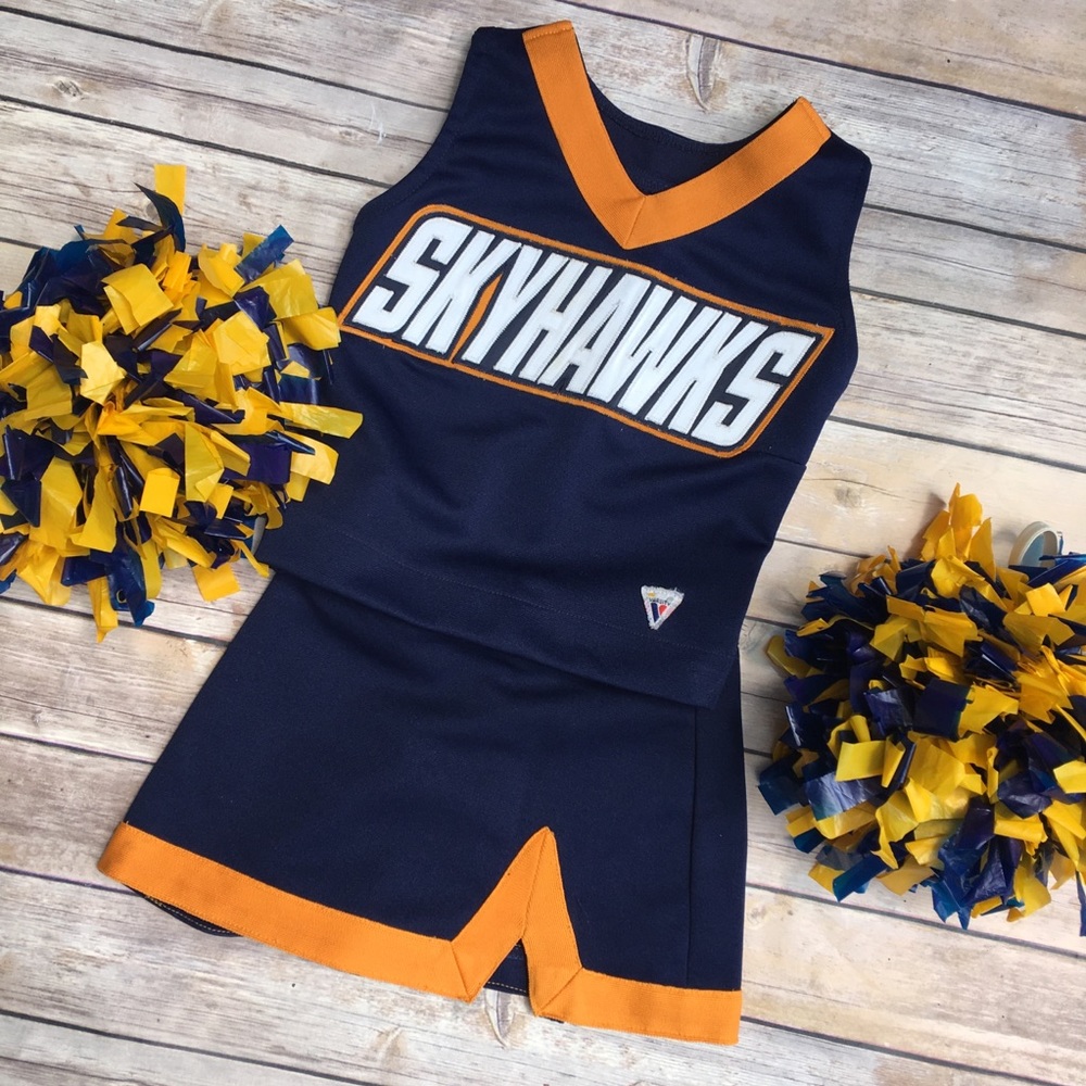 Skyhawks Navy Orange Varsity cheer outfit